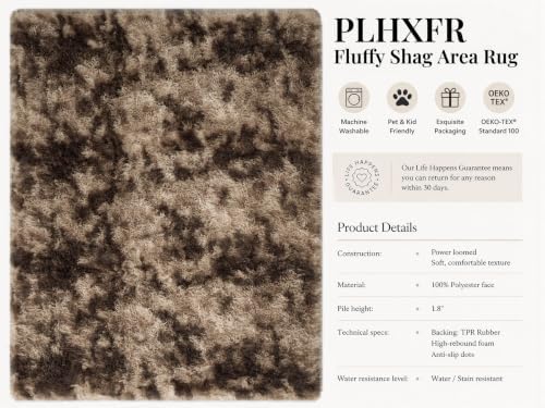 PLHXFR 9x12 Area Rug Living Room: Fluffy Bedroom Soft Shag Rug Coffee Brown - Image 4