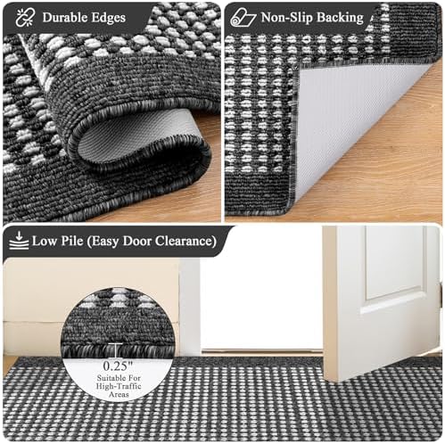 Ileading Laundry Room Runner Rug 2'x6' Non Slip Farmhouse Kitchen Floor Mats with Rubber Backing Machine Washable Black Indoor Decor Carpet for Bathroom Doormat Hallway Entryway Petmat Garage Balcony - Image 5