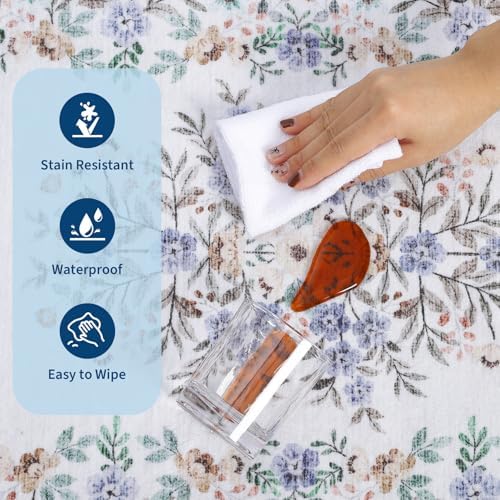 GarveeHome 3x5 Floral Rug for Nursery Vintage Flower Leaf Bordered Carpet - Image 5