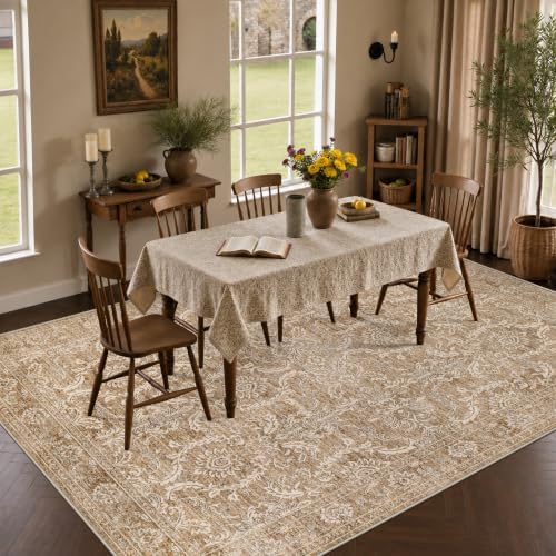 5x7 Area Rugs Living Room: Washable Vintage Floral Rug for Bedroom - Image 3