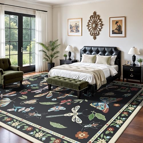 8x10 Area Rugs, Insect Ultra Soft Washable Rug Non Slip with Rubber Back, Stain Resistant Rugs for Living Room, Bedroom, Dining Room(Dark Black Butterfly) - Image 3
