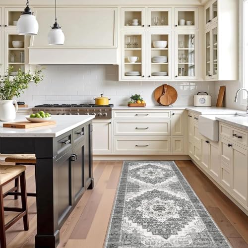 Kitchen Rugs Sets of 3 100% Non Slip Washable Kitchen Mats for Floor, Grey2 - Image 6