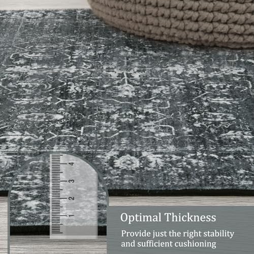 Morebes Vintage 8x10 Area Rugs for Living Room, Washable Black Rugs for Bedroom Farmhouse Non-Slip, Soft Distressed Indoor Floor Boho Carpet for Dining Room Playroom Home Office - Image 6