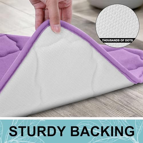OLANLY Memory Foam Bath Mat Rug 47x20, Ultra Soft Bathroom Rugs, Lavender - Image 4
