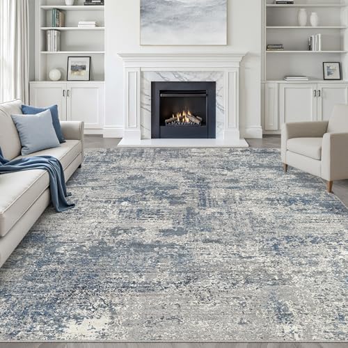 LOONGRUG 8x10 Area Rugs Washable Neutral Modern Living Room Rug Blue Gray by LOONGRUG