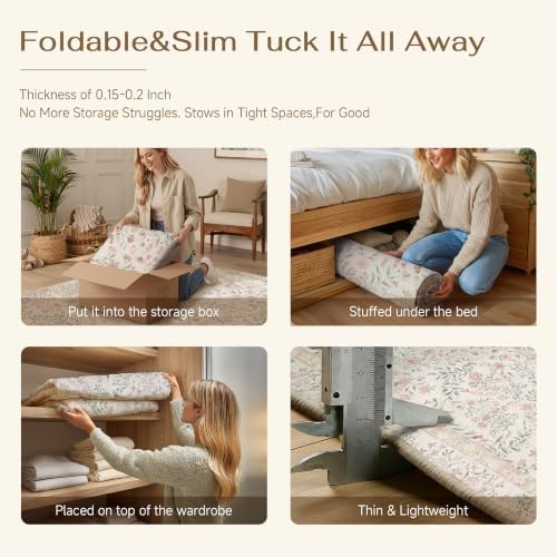 PureCozy 2.6x12 Pink Floral Runner Rug Vintage Farmhouse Style - Image 5