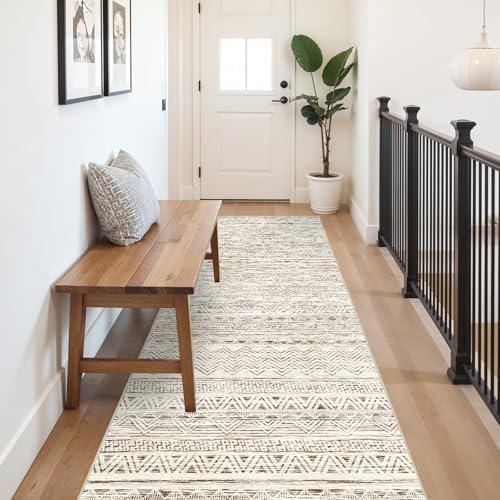 Ksrau 3x10 Runner Rug Washable Moroccan: Non Slip Hallway Floor Mat Beige - Image 7