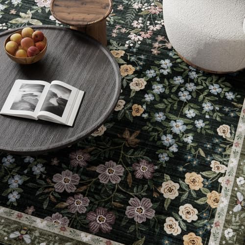 8x10 Area Rugs for Living Room: Washable Rug for Bedroom Vintage Stain Resistant Non Slip Low Pile Lightweight Soft Carpet for Kitchen Dining Room Farmhouse Kids Room Nursery Indoor - Image 3
