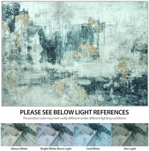 Aelenmu 10x14 Area Rugs for Living Room Washable Dining Room Teal Grey Gold - Image 6