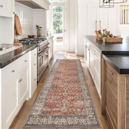 KUTA Vintage Wide Washable Runners for Hallways 3x8 ft Red Clay - Image 2