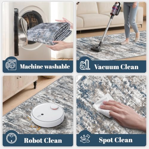 Washable Carpet Runners for Hallway 14ft-Non Slip Floor Runners for Dogs, Abstract Hallway Runner Rug with ‌Silicone Backing, Stain Resistant Rug for Indoor High Traffic,2.6x14,Multi - Image 7