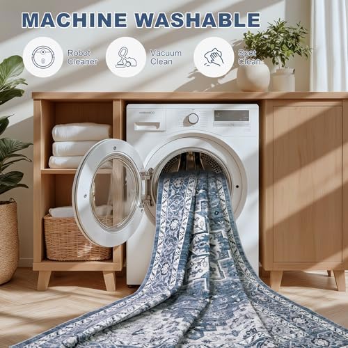 10x12 Area Rugs Living Room: Washable Boho Rug for Bedroom Blue - Image 6