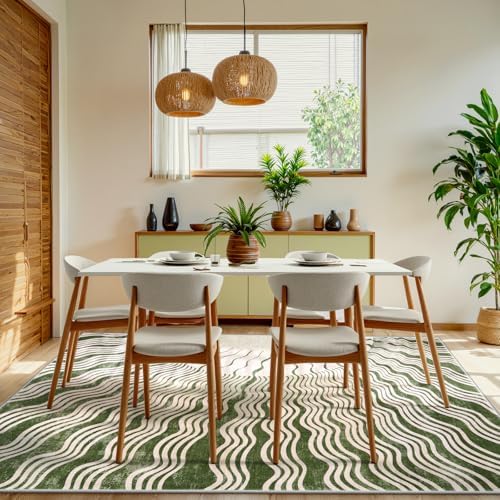 Hedlive Boho 8x10 Area Rugs, Soft Washable Rugs 8x10 Green Rugs for Living Room, Ultra-Thin Non-Slip Bedroom Rug Classroom Rug Large Carpet for Nursery Dining Room (8x10ft,Green/Multi) - Image 4