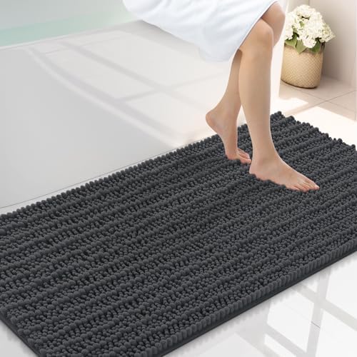 Smiry Bathroom Rugs 45X27, Extra Soft Rubber Backing Chenille Bath Mats by Smiry