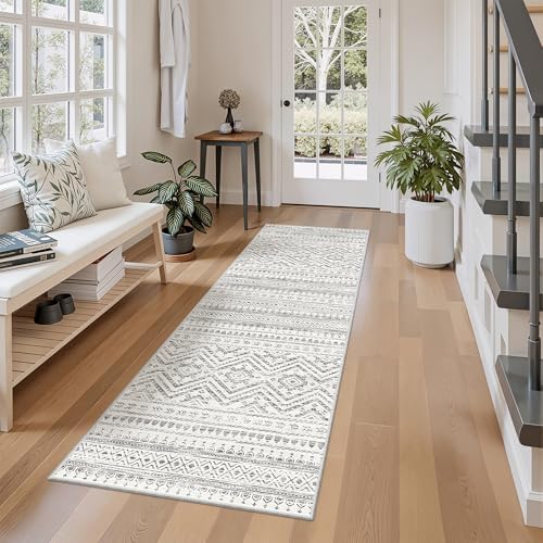 Miukiki Washable 2x6 Runner Rug Hallway Non Slip Kitchen Runner Grey - Image 7