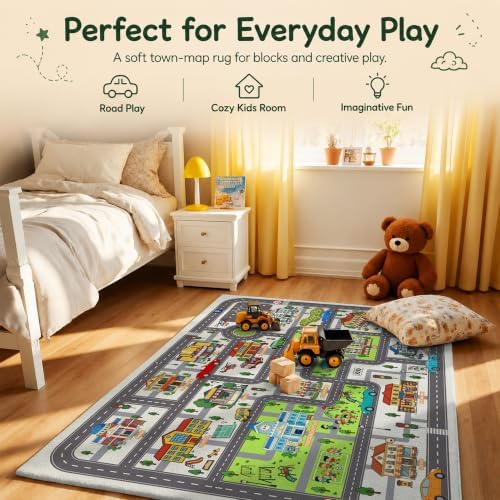 Nayoroom Kids City Road Rug, Interactive Town Map, Non-Slip, 3 x 5 ft - Image 4