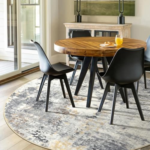 Lahome Modern Abstract Round Rug - 6Ft Gray Circle Rugs for Living Room Soft Dining Room Rugs for Under Table, Machine Washable Bedroom Mat Non Slip Large Carpet for Office Kitchen Entrance - Image 3