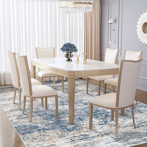 XLUEZ 6x9 Area Rugs for Living Room, Washable Modern Abstract Large Area Rug Neutral Soft Non Slip Kids Rug Stain Resistant Indoor Carpet for Bedroom Nursery Dining Room Playroom(BlueWhite, 6'x9') - Image 6