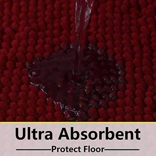 Bathroom Rugs Chenille 3-Piece Extra Soft and Absorbent Shag Bathroom Rugs, Machine Wash Mat, Strong PVC Non-Slip Underside, Plush Carpet Mats (Burgundy) - Image 6