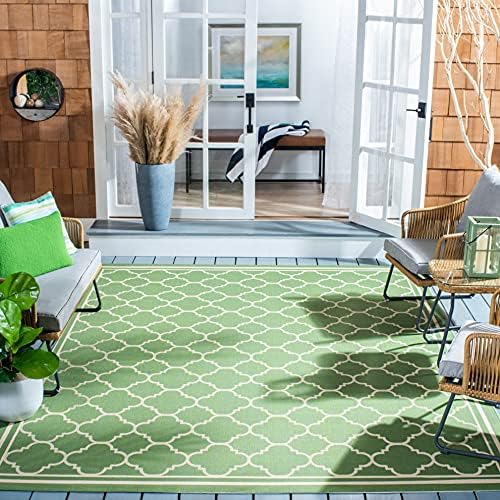 SAFAVIEH Washable Rug Outdoor Courtyard Collection - 7'10" Square, Green & Beige, Non-Shedding & Easy Cleaning, Ideal for Patio, Backyard, Mudroom (CY6918-244) by Unknown