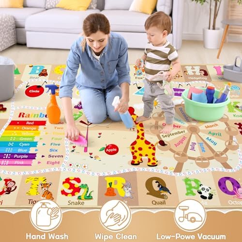 Chicrug 9x12 ABC Kids Rug for Classroom, Washable Non Slip Playroom Playmat - Image 6