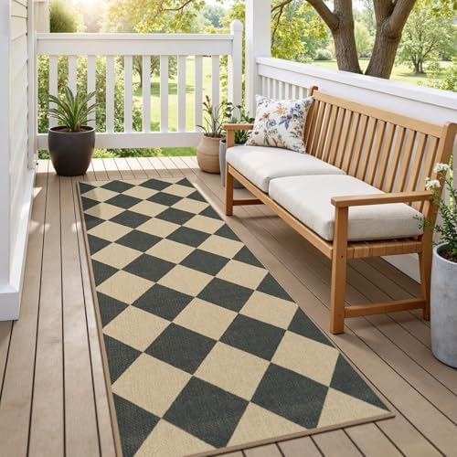 Lessymo Kitchen Runner Rug 2x6, Checkered Jute Rugs Washable Non Slip - Image 6