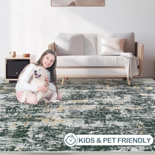 Area Rugs 6x9 Living Room: Washable Rug Modern Abstract Large Rugs Soft Non Slip Neutral Rug Stain Resistant Indoor Carpet for Bedroom Kitchen Dining Room Nursery Home Rugs(Black Grey Gold,6'x9') - Image 5