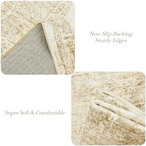 Soalmost Washable Area Rug 8x10 Large Soft Living Room Rugs Beige/Ivory - Image 5