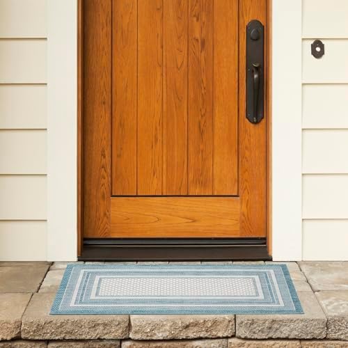 SAFAVIEH Courtyard Collection 2' x 3'7" Ivory / Aqua CY8475 Indoor/ Outdoor Waterproof Easy Cleaning Patio Backyard Mudroom Accent Rug - Image 7