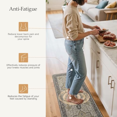 GENIMO Anti Fatigue Kitchen Mats for Floor 2PCS, Standing Rugs,Gold Black - Image 3