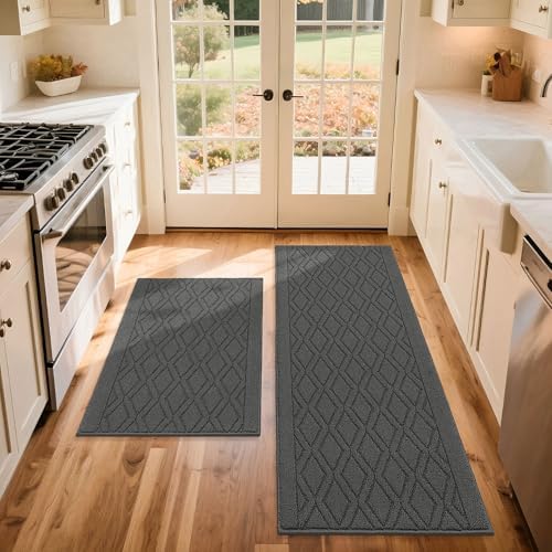 COSY HOMEER Kitchen Rugs Sets of 2 Non-Slip Washable,60x24Inch/35X24Inch by COSYHOMEER