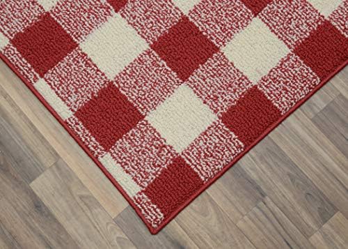 Garland Rug Country Living – Checkered Buffalo Plaid Design, Non-Slip Rubberback, Traditional 5x7 Area Rug for Living Room, Bedroom, Kitchen, Dining Room,Nursery,Chili Red/Ivory - Image 4