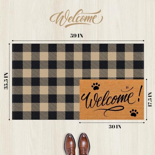 Outdoor Rugs, Brown and Black Area Rug Checkered 3’x 5’ - Image 2