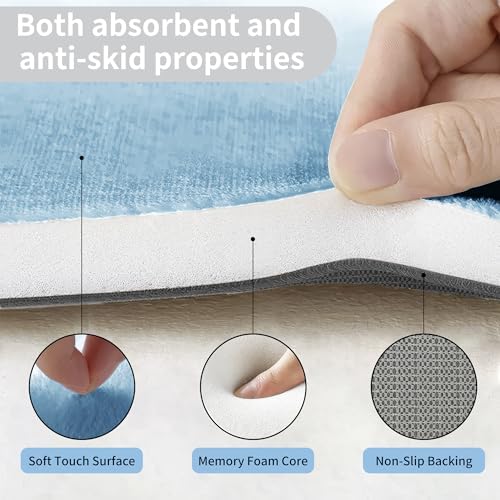 Cupic Cupid Memory Foam Bath Mat 24"×36"，Non Slip Bathroom Rugs，Light Blue - Image 7