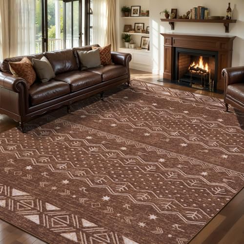 SERISSA 6x9 Washable Non-Slip Boho Area Rug for Living Room by SERISSAHomeDecorCollection