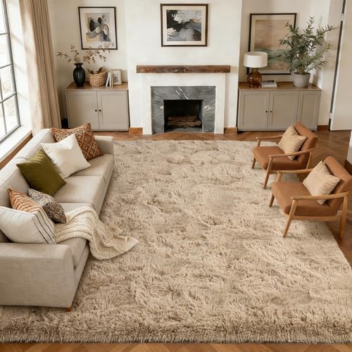 10x14 Extra Large Fluffy Shaggy Area Rugs Non-Slip for Living Room Beige - Image 2