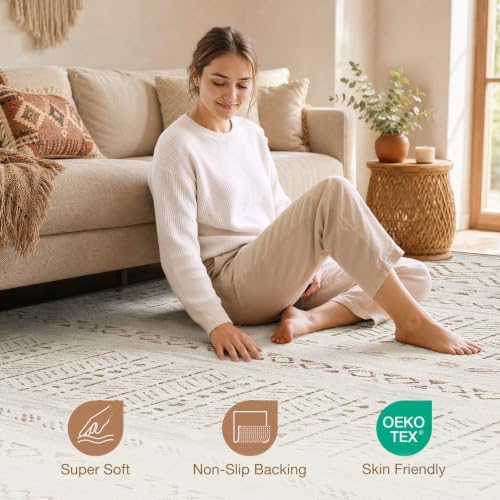 cotiled 6x9 Area Rugs for Living Room: Boho Washable Rug for Dining Room - Image 4