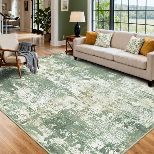 RELEANY Washable 6'x8' Abstract Area Rug for Living Room Light Green - Image 2
