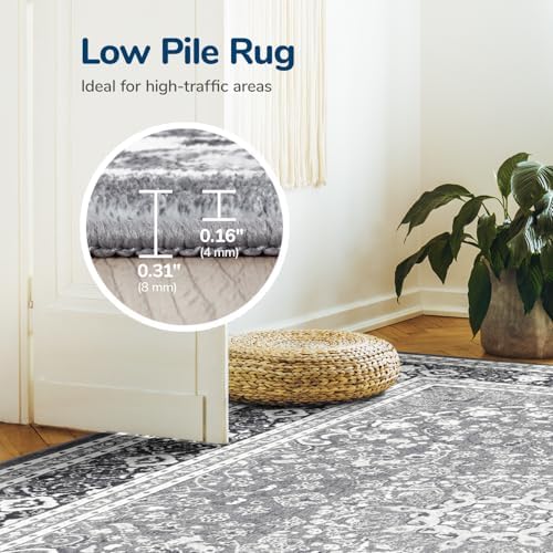 Lessymo Washable Area Rug 5x7 for Living Room, Soft Bedroom Rugs Grey White - Image 5