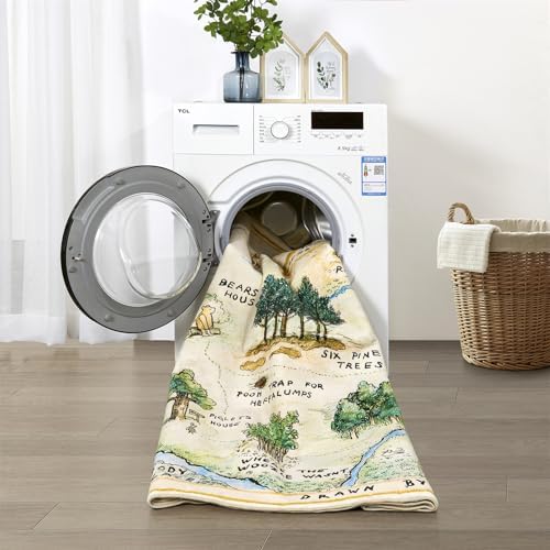 Estmy Washable Vintage Woodland Rug, 3ft Cute Fun Nursery Rugs for Girls Boys Neutral, Soft Stain Resistant Hundred Acre Wood Map Carpet, Cartoon Retro Kids Play Roud Rug Circle Infant Playmat - Image 7