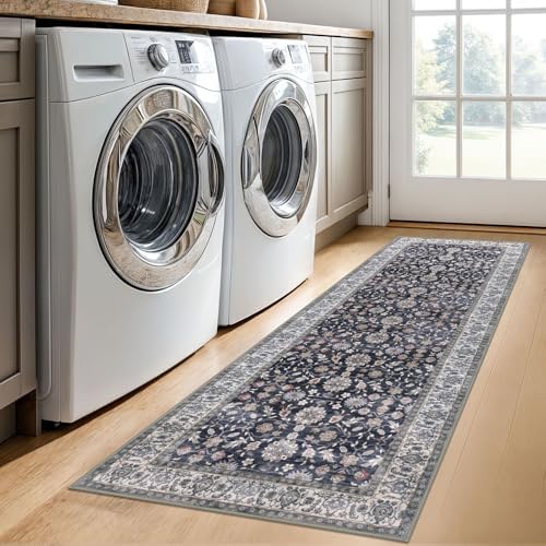 KUTA Vintage Washable Runner Rug, 2x6 Grey Black Beige Hallway Runner - Image 4