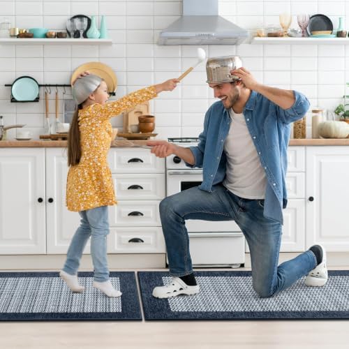 StepRite Kitchen Rugs 2 PCS, Kitchen Mats for Floor, 20"x32"+20"x60", Navy - Image 6