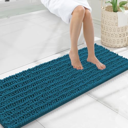 Smiry Bathroom Rugs 47X17, Extra Soft Rubber Backing Chenille Bath Mats by Smiry