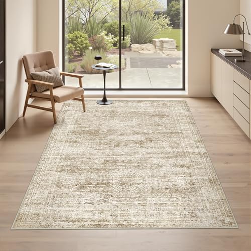 4x6 Area Rug for Entryway,Washable Kitchen Rug,Brown - Image 3