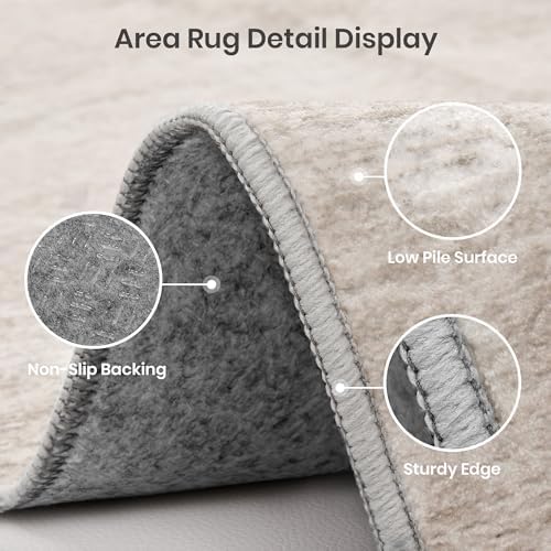 Valenrug 8x10 Area Rugs for Living Room, Large Washable Rug Non Slip, Beige - Image 4