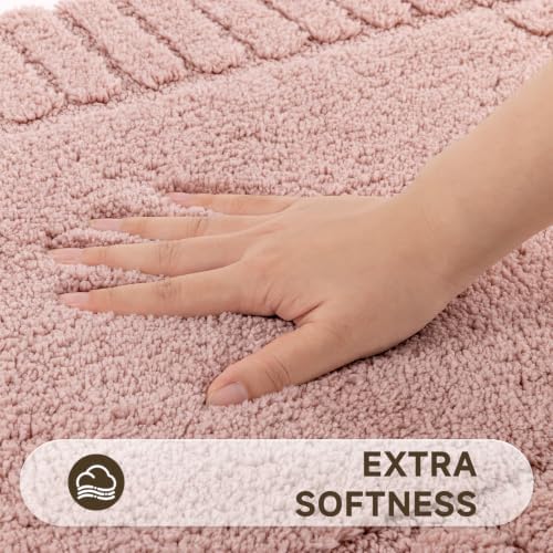Pauwer Bathroom Rugs Set 5 Piece, Microfiber Bath Mat Set, Dusty Pink - Image 3
