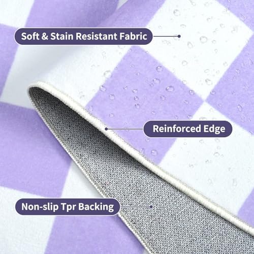 Terrug Purple and White Checkered Rug for Entryway, 2x3 Small Area Rugs - Image 5