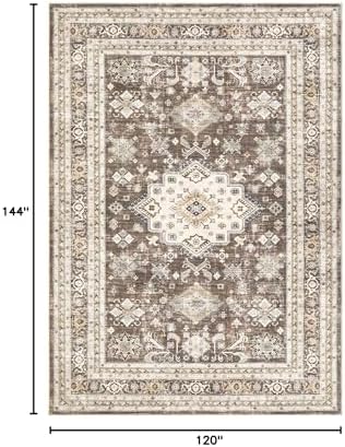 cotiled 10x12 Area Rug for Living Room, Washable, Traditional, Dark Brown - Image 2