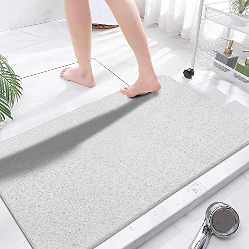 godehone Shower Mats Non Slip Without Suction Cups, PVC Loofah Bathroom Mats, Loofah Mats for Shower and Bathroom, Quick Drying, 23.6× 47.2 Inch, White by godehone