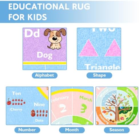 ABC Kids Rug for Playroom, 3x5 ft Alphabet Small Classroom Rug - Image 5